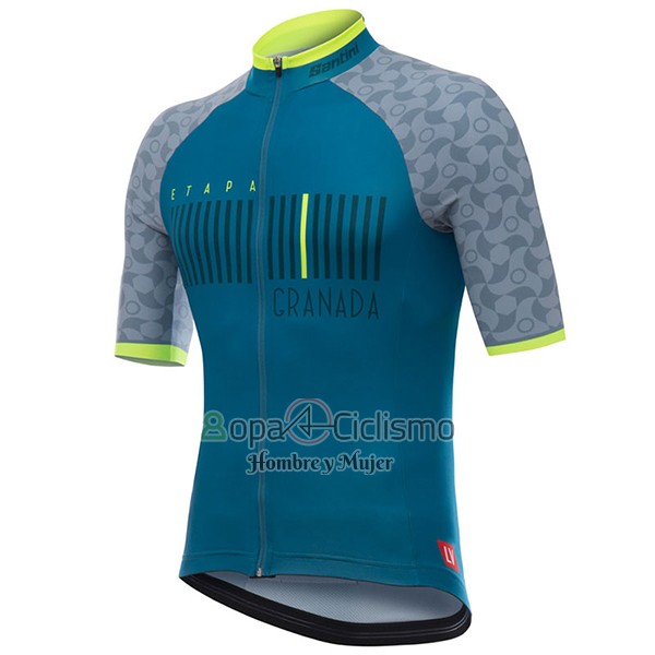 Granada Vuelta Espana Ropa Ciclismo Culotte Corto 2017 Hombre Mangas Cortas Azul